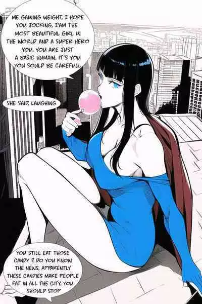 Expanding Heroine:Confronting the Virus Villain, Page 1 to 12, [FINISH] ,[Creator: HirumaDiabe, DeviantArt/Patreon], Weight gain anime girl, bbw, ssbbw, stuffing belly, SuperHero who gain a lot of weights because of a food addiction.