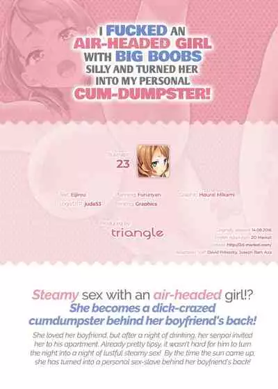 [Triangle! (23)] Atama no Yurui Kyonyuu dake ga Torie no Onna o Pakorimakutte Seishori Pet ni Shite Yatta! | I Fucked an Air-Headed Girl with Big Boobs Silly and Turned Her into My Personal Cum-Dumpster! [English] {2d-market.com} [Decensored]